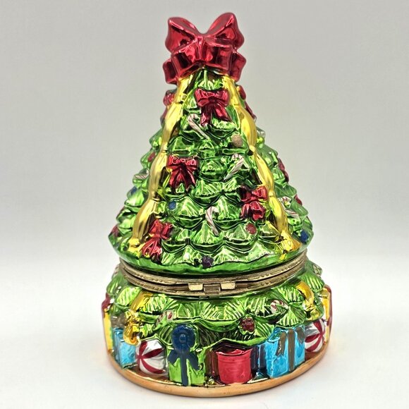 Vintage Mr. Christmas Tree Presents Hinged Music Box Rotating Train Inside Video - Picture 5 of 13